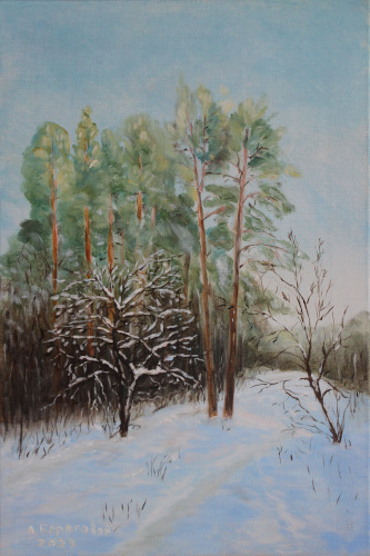 Winter in the Forest on a Frosty Day Painting by Alexey Beregovoy