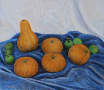 Pumpkins and Apples Painting by Alexey Beregovoy