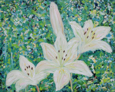 Garden Lilies Painting by Alexey Beregovoy