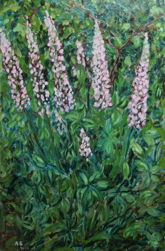 Blooming Lupines 1 Painting by Alexey Beregovoy