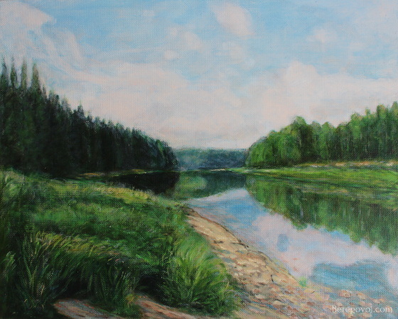 The Chusovaya river in Late August Painting by Alexey Beregovoy