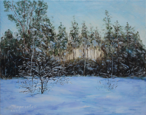 Very Frosty Day in the Forest Painting by Alexey Beregovoy