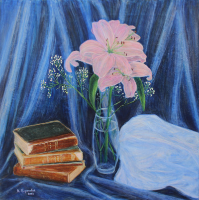 Antique Books and Lilies — 2 Painting by Alexey Beregovoy