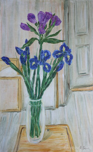 Peruvian Lily and Irises in the Artist's Studio Painting by Alexey Beregovoy