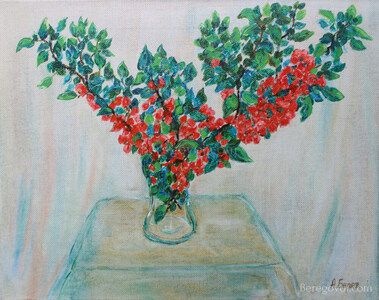 Vermilion Fruiting Branchs Painting by Alexey Beregovoy