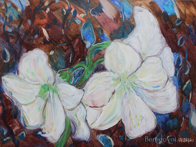 Flower Trio in a Cave Painting by Alexey Beregovoy