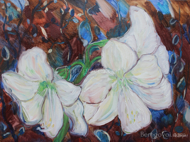 Flower Trio in a Cave Painting by Alexey Beregovoy