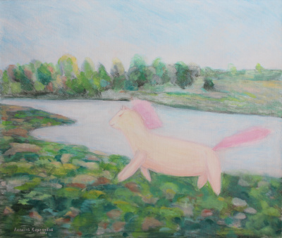 Young Unicorn on the Ural Meadow Painting by Alexey Beregovoy